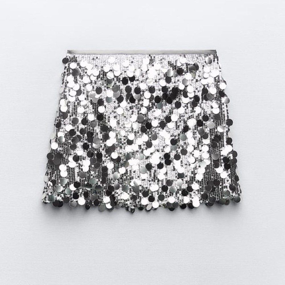Zara SEQUIN MINI SKIRT - Picture 12 of 16